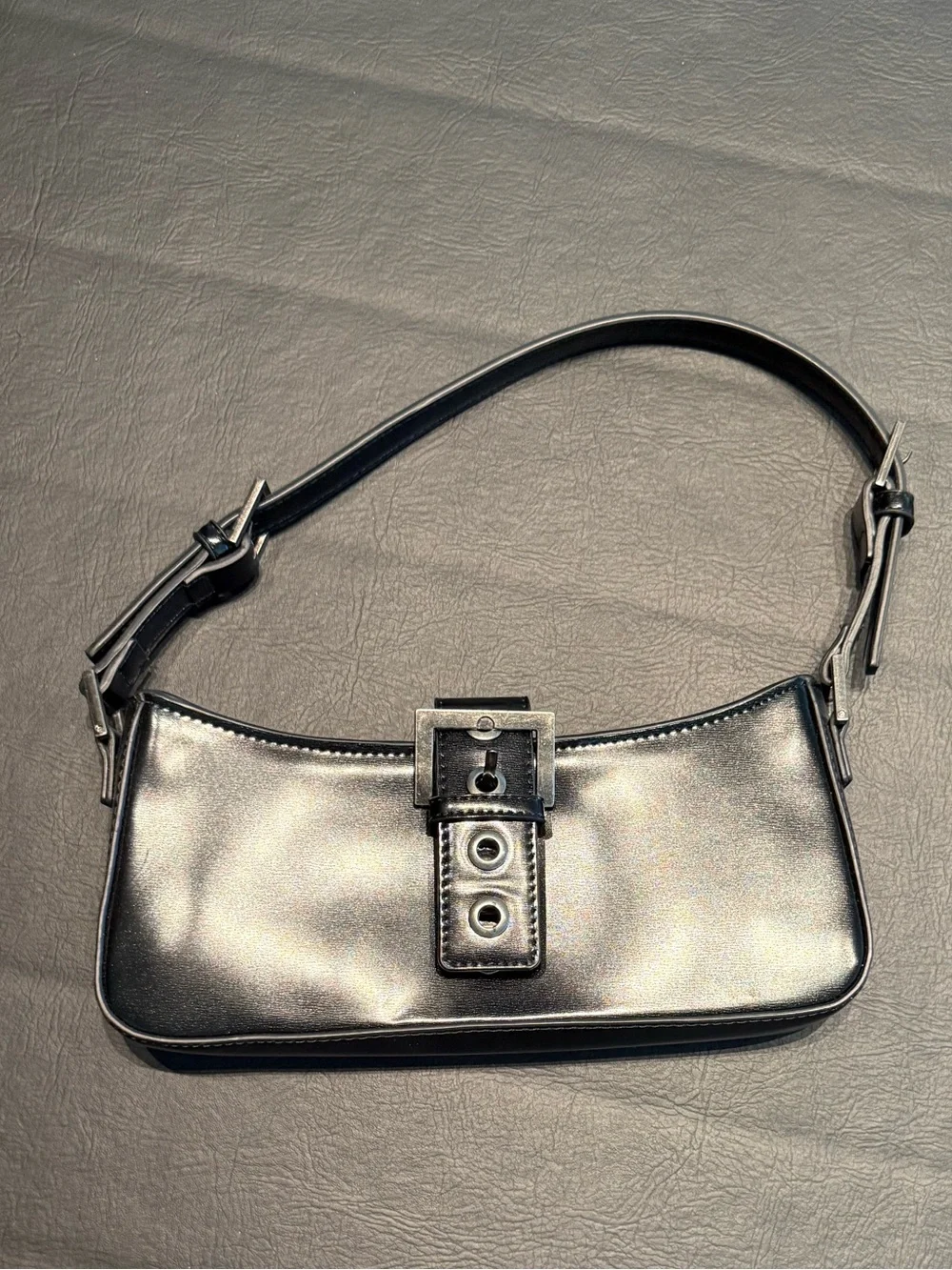 Mango 90s buckle detail shoulder bag in black